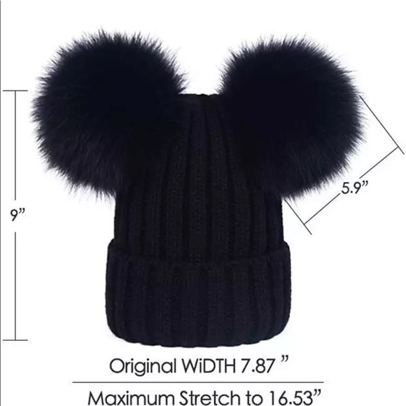 White Knitted Pom Pom Beanie - Picture 3 of 5